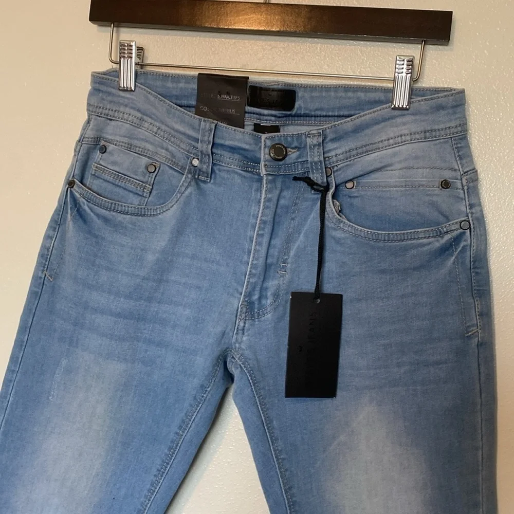 Steve’s Jeans slim fit Tiberius distressed 6 pocket button zip jeans 28/30